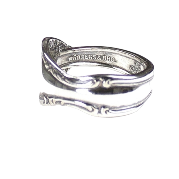 Silvery Mist spoon rings, teaspoon rings, old spoon rings, handcrafted vintage s - Picture 2 of 2